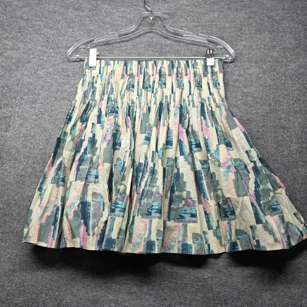 ba&sh Women's Printed Midi Skirt Size 0 Multicolor Blue Pink Cream A-Line
